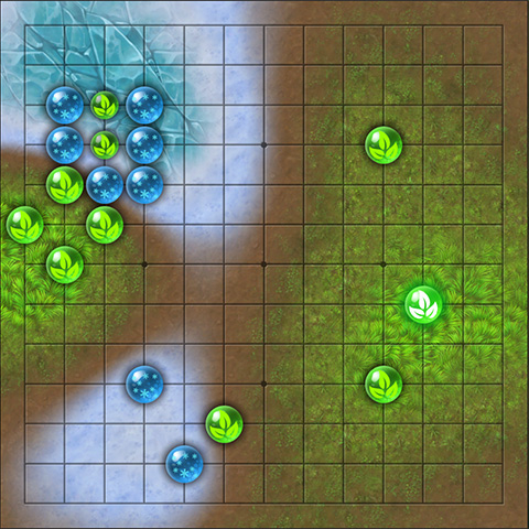 Los grafismos en CGS muestran el territorio y la influencia que cada jugador tiene en el tablero